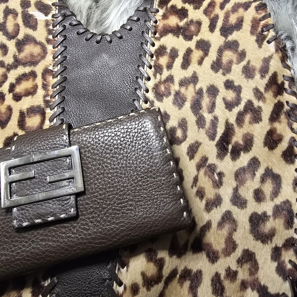Fendi Leopard Print and Brown Leather Women's Bag And Matching Wallet - Picture 7 of 15